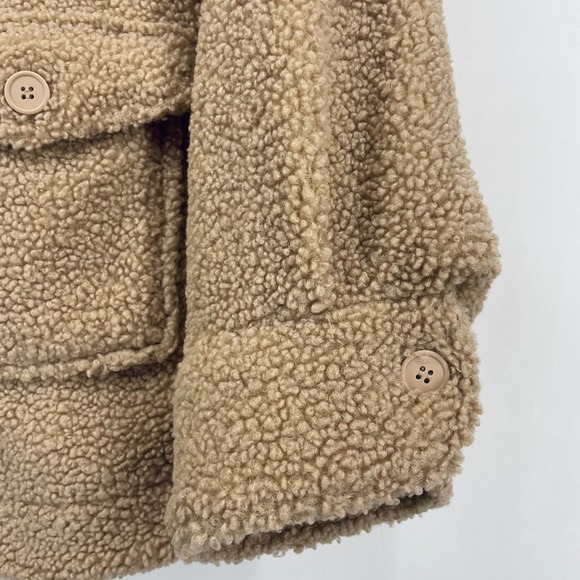 Hyfve Women Size Small Teddy Sherpa Jacket Tan Brown Button Front Cabin Core - Picture 6 of 8